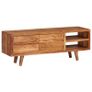 TV Cabinet Solid Acacia Wood with Carved Doors 117x30x40 cm Image 9