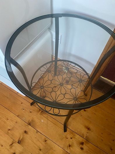 Cast iron glass coffee table