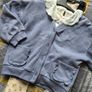 3-Piece Outfit Set - Blue Sweatshirt Cardigan, Broderie Top & Floral Flare Trousers Image 2