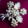 Vintage  1950s Hollycraft Aurora Borealis Rhinestone Floral Spray Brooch Image 5
