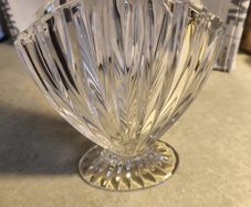 Vintage Marquis Waterford (Gothic print) Crystal Nautical Shell Oval Fan Vase 6 INCHES