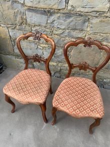 Victorian Carved Walnut Chairs.