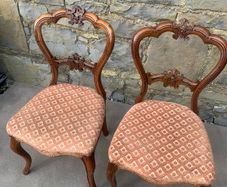 Victorian Carved Walnut Chairs.