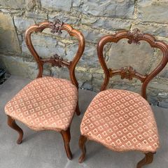 Victorian Carved Walnut Chairs.