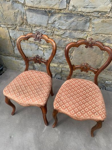 Victorian Carved Walnut Chairs.