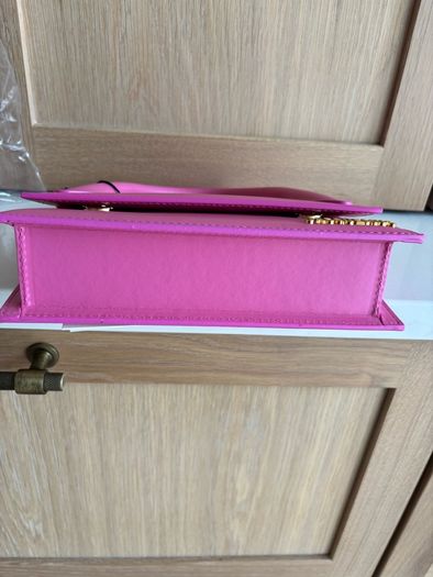 New Jacquemus Le Chiquito Long Pink Leather Top Handle Bag Strap Dust Bag