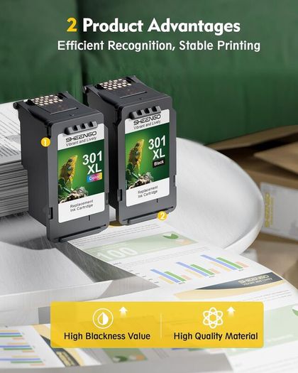 301XL Ink Cartridges Combo Pack Remanufactured for HP 301 301XL Ink Cartridges Black and Colour for Envy 4500 5530 5532 4502 4507 DeskJet 2540 2050 OfficeJet 2620 2622 463 2Pack