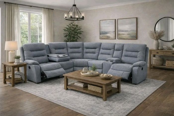 New Ashford Truffle & Grey Micro Fabric Recliner Sofa