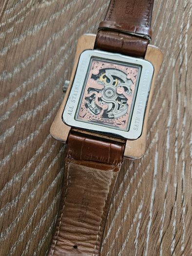 Lukado automatic watch with brown leather strap
