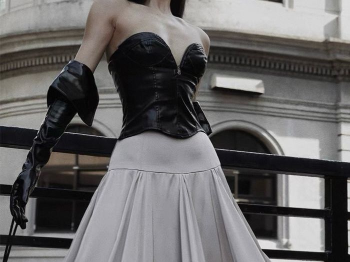 Black Faux Leather Strapless Corset  Bustier Top