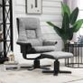 Manual Recliner Sofa With Footrest 360 Degree Swivel Sofa Armchair Cushion Padded Seat Armrest Faux Leather Grey (FREE SHIPPING) Image 2