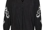 VERO MODA Charlotte Embroidered Sleeve Top Black Size S!