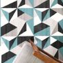 Grey Silver Cream Duck Egg Blue Kaleidoscope Geometric Modern Traditional Living Room Rug (FREE POSTAGE) Image 3
