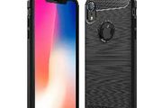 For Apple iPhone XR Carbon Fibre Design Case TPU Cover - Black
