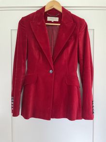 Karen Mullen red velvet blazer Size 10