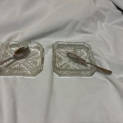 Vintage glass condiment dishes