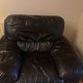 2-1 real leather, chocolate  brown couch and armchair. Image 6