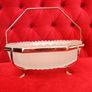 Antique 30's "Fancy"Hexagon Service Bowl,In Light Blue Frosted Glass with Chrome Caseing Image 2
