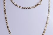 Vintage (long over 24") Solid 9ct Yellow Gold 375 Figaro Necklace length 24,2" - 3,9g