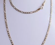 Vintage (long over 24") Solid 9ct Yellow Gold 375 Figaro Necklace length 24,2" - 3,9g