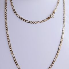 Vintage (long over 24") Solid 9ct Yellow Gold 375 Figaro Necklace length 24,2" - 3,9g