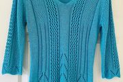 Size 12 Turquoise Crochet Knit Jumper