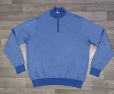 Peter Millar Silk & Cashmere Blend Half Zip Herringbone Golf Jumper Mens XXL