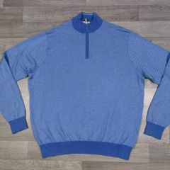 Peter Millar Silk & Cashmere Blend Half Zip Herringbone Golf Jumper Mens XXL