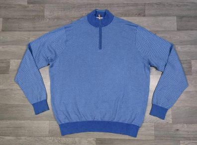 Peter Millar Silk & Cashmere Blend Half Zip Herringbone Golf Jumper Mens XXL