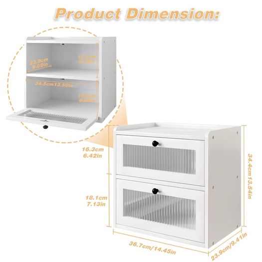 Brand New Wooden Bread Box 2-Tier Ventilated Storage Container
