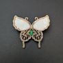 Butterfly Vintage Style Insect Emerald Crystals Gold Brooch Pin Image 4