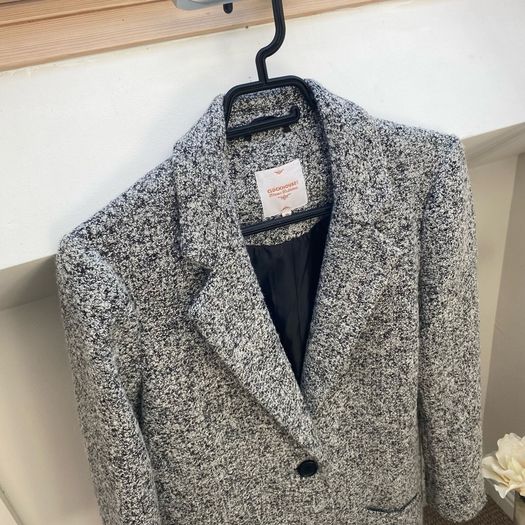Clockhouse Black & White Speckled Tweed Wool Blend Blazer Jacket - Size 36