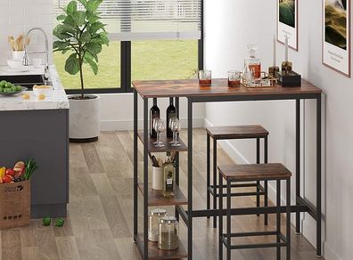 New Dining Table Bar Kitchen + 3 Shelves - FREE P&P