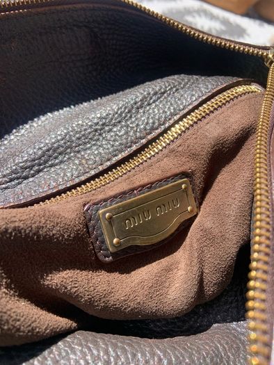 Miu Miu Vitello Lux Bow Bag Dark Brown Leather Gold Hardware