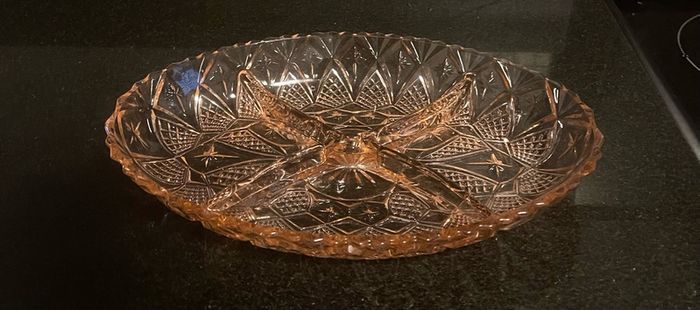 Depression glass in French pink serving platter