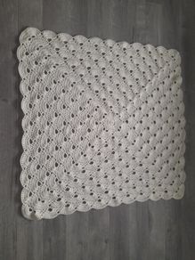 Stunning handmade cream christening blanket