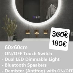 LED Bathroom Mirror 60cm Bluetooth Speakers