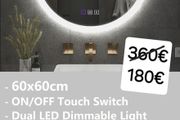 LED Bathroom Mirror Bluetooth Speakers Antifog Dual LEd 60x60cm Round Circle