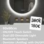 LED Bathroom Mirror Round 60cm Dual LED Bluetooth Music Antifog Defogger Image 2