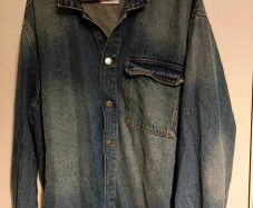 BERSHKA Distressed Denim Jacket Size L