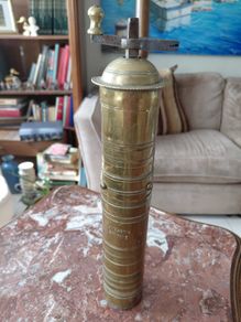 Antique French brass coffee mill