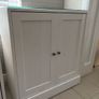 Solid wood cabinet in white with glass top Image 2