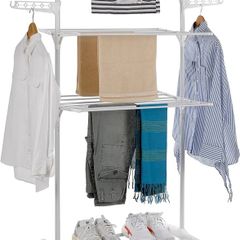 NEW SALE | 3 Tier Clothes Airer, Foldable Clothes Horse with 2 Wings, Rolling Clothes Drying Rack