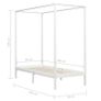 Canopy Bed Frame White Solid Pine Wood 90x200 cm Image 2