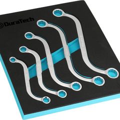 Double Ring Spanner Set, S-Type Obstruction Spanner Double Box End Wrench Set, Metric, 5-Piece, 10mm to 19mm, 12 Point, with EVA Foam Tool Organizer