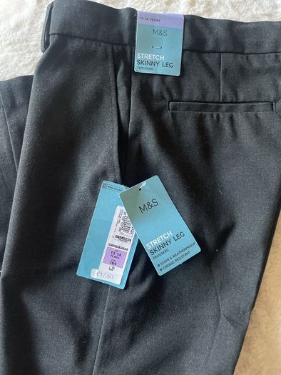 Brand new M&S Boys dark grey skinny leg school trousers age 13/14