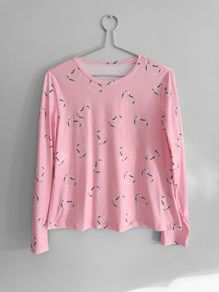 New Pink Heart Long Sleeve Top