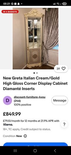 High gloss corner display cabinet