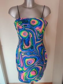 Brand new Shein over the knee multi colour strappy dress  size L UK12/14 EU40/42 Postage included