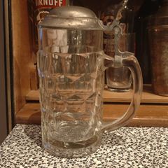Vintage German 0.5L beer stein beer tankard with pewter lid